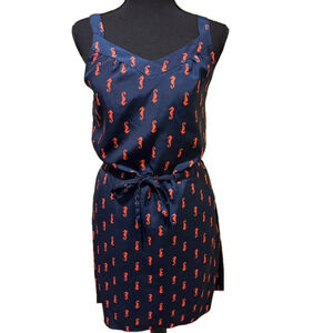 NEVER BEEN WORN MERONA BLUE AND ORANGE SEAHORSE MINI DRESS WITH TIE WAIST